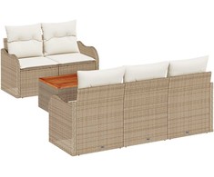 Lauko baldų komplektas Sodo Sofų Rinkinys su pagalve 6 pcs Smėlio poliratanas