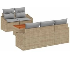 Lauko baldų komplektas Sodo Sofų Rinkinys su pagalve 6 pcs Smėlio poliratanas