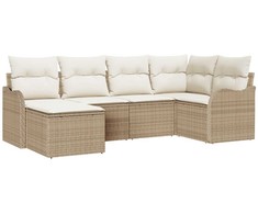 Lauko baldų komplektas Sodo Sofų Rinkinys su pagalve 6 pcs Smėlio Poli ratanas