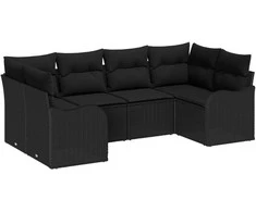 Sodo Sofų Rinkinys su saugykla 6 pcs Juoda Poli ratanas