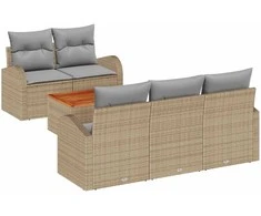 Lauko baldų komplektas Sodo Sofų Rinkinys su pagalve 6 pcs Smėlio poliratanas