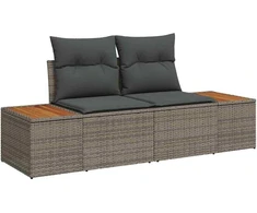 Lauko baldų komplektas Sodo Sofų Rinkinys su saugykla 6 pcs Pilka Poli ratanas