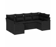 Sodo Sofų Rinkinys su saugykla 6 pcs Juoda Poli ratanas