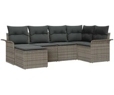Lauko baldų komplektas Sodo Sofų Rinkinys su saugykla 6 pcs Pilka poliratanas