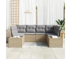 Lauko baldų komplektas Sodo Sofų Rinkinys su pagalve 6 pcs Smėlio poliratanas