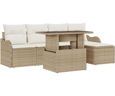 Lauko baldų komplektas Lauko sėdimų vietų komplektas 6 pcs Smėlio Poli ratanas