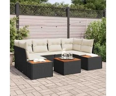 Lauko baldų komplektas Sodo Sofų Rinkinys su saugykla 7 pcs Juoda Poli ratanas