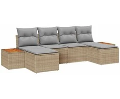 Lauko baldų komplektas Sodo Sofų Rinkinys su pagalve 6 pcs Smėlio poliratanas