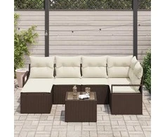 Lauko baldų komplektas Sofos komplektas 7 pcs Ruda poliratanas