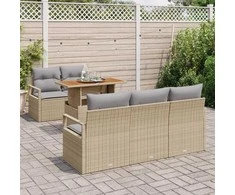 Sodo Sofų Rinkinys 6 pcs smėlio ir šviesiai pilkos spalvos