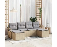 Lauko baldų komplektas Sofos komplektas 6 pcs Smėlio poliratanas