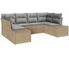 Sodo Sofų Rinkinys 6 pcs Bežinė ir šviesiai pilka Poli ratanas