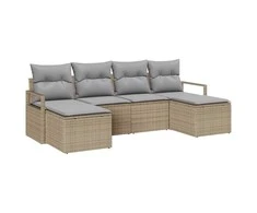 Lauko baldų komplektas Sofos komplektas 6 pcs Smėlio poliratanas
