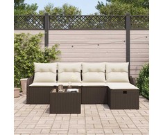 Lauko baldų komplektas Sodo Sofų Rinkinys su pagalve 6 pcs Ruda Poli ratanas