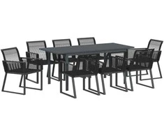 Lauko baldų komplektas Sodo valgomojo komplektas 9 pcs Juoda poliratanas