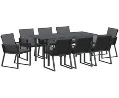 Lauko baldų komplektas Sodo valgomojo komplektas 9 pcs Antracitas poliratanas