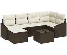 Sodo valgomojo komplektas su pagalve 7 pcs Ruda ir grietinėlė