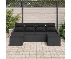 Sodo valgomojo komplektas su pagalve su saugykla 6 pcs Juoda