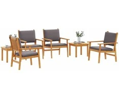 Sodo Sofų Rinkinys 6 pcs Ruda Kietos akacijos mediena