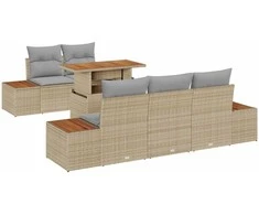 Sodo valgomojo komplektas su pagalve 6 pcs Bežinė ir pilka