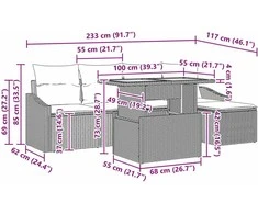 Sofa Sodo Sofų Rinkinys 6 vnt. Juoda ir Ruda