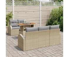 Sodo Sofų Rinkinys 6 pcs smėlio ir šviesiai pilkos spalvos