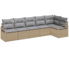Lauko baldų komplektas Sofos komplektas 6 pcs Smėlio poliratanas