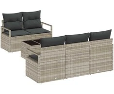 Lauko baldų komplektas Sodo Sofų Rinkinys 6 pcs Šviesiai pilka ir tamsiai pilka