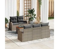 Lauko baldų komplektas Sodo Sofų Rinkinys su saugykla 6 pcs Pilka poliratanas