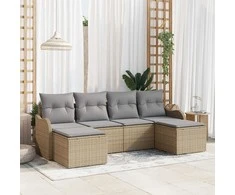 Lauko baldų komplektas Sodo Sofų Rinkinys 6 pcs smėlio ir šviesiai pilkos spalvos