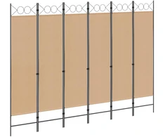 6-skydelio kambario pertvara Smėlio 240 x 180 cm Audinys