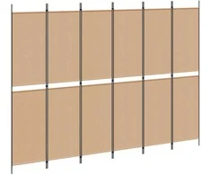 6-skydelio kambario pertvara Smėlio 300 x 220 cm Audinys