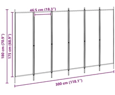 6-skydelio kambario pertvara Smėlio 300 x 180 cm Audinys