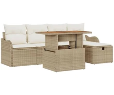 Lauko baldų komplektas Sodo Sofų Rinkinys 6 pcs Smėlio poliratanas