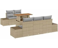 Sodo valgomojo komplektas su pagalve 6 pcs Bežinė ir pilka