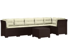 6-vietė Sodo Sofa Su Pagalvėlėmis Rataniniu Išvaizdu PP Ruda