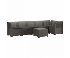 6-vietė Sodo Sofa Su Pagalvėlėmis Rataniniu Išvaizdu PP