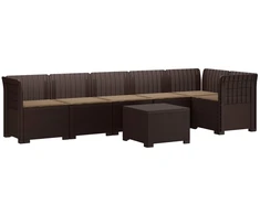 6-vietė Sodo Sofa Su Pagalvėlėmis Rataniniu Išvaizdu PP Ruda