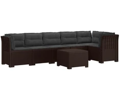 6-vietė Sodo Sofa Su Pagalvėlėmis Rataniniu Išvaizdu PP Ruda