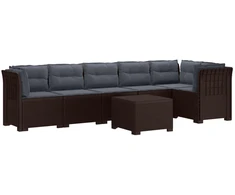 6-vietė Sodo Sofa Su Pagalvėlėmis Rataniniu Išvaizdu PP Ruda