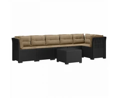 6-vietė Sodo Sofa Su Pagalvėlėmis Rataniniu Išvaizdu PP