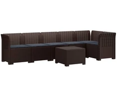 6-vietė Sodo Sofa Su Pagalvėlėmis Rataniniu Išvaizdu PP Ruda