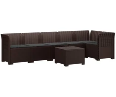 6-vietė Sodo Sofa Su Pagalvėlėmis Rataniniu Išvaizdu PP Ruda