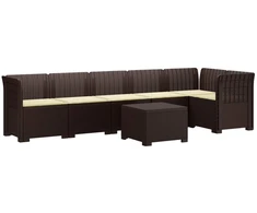 6-vietė Sodo Sofa Su Pagalvėlėmis Rataniniu Išvaizdu PP Ruda