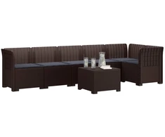 6-vietė Sodo Sofa Su Pagalvėlėmis Rataniniu Išvaizdu PP Ruda