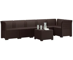 6-vietė Sodo Sofa Su Rataniniu Išvaizdu PP Ruda