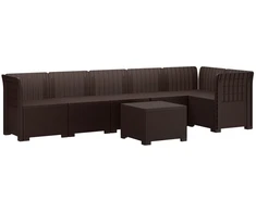 6-vietė Sodo Sofa Su Rataniniu Išvaizdu PP Ruda