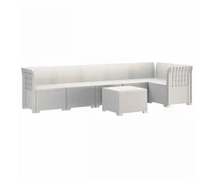 6-vietė Sodo Sofa Su Rataniniu Išvaizdu PP Balta