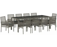 Lauko baldų komplektas Sodo valgomojo komplektas 11 pcs Pilka poliratanas
