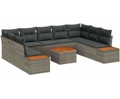 Sodo Sofų Rinkinys su pagalve 5 pcs Pilka Poliratanas